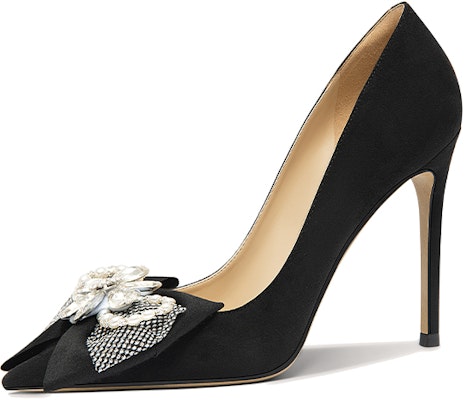 (W) Lily Wei Slip-On Heels 'Hitam Suede-Mutiara Berlian Pita' NN-521 Buy (W) Lily Wei Slip-On Heels 'Hitam Suede-Mutiara Berlian Pita' NN-521