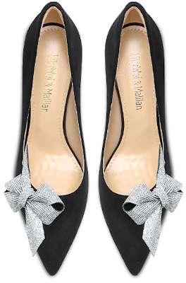 (W) Lily Wei Tacones Sin Cordones 'Negro Ante con Lazo de Cristales' NN-543 Lookbook (W) Lily Wei Tacones Sin Cordones 'Negro Ante con Lazo de Cristales' NN-543