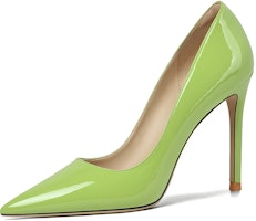 (Women) Lily Wei Slip-On Heels 'Glossy Solid Lime Green' NN-005-a (Women) Lily Wei Slip-On Heels 'Glossy Solid Lime Green' NN-005-a