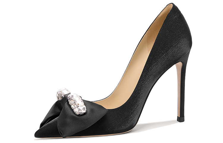 (Women) Lily Wei Slip-On High Heels 'Black Crystal Butterfly Knot' NN-527