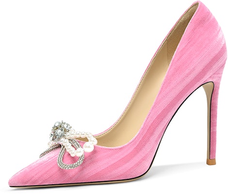 (Women) Lily Wei Slip-On High Heels 'Pink Butterfly Knot with Rhinestones' NN-159 Buy (Women) Lily Wei Slip-On High Heels 'Pink Butterfly Knot with Rhinestones' NN-159