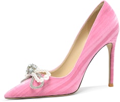 (Women) Lily Wei Slip-On High Heels 'Pink Butterfly Knot with Rhinestones' NN-159 (Women) Lily Wei Slip-On High Heels 'Pink Butterfly Knot with Rhinestones' NN-159
