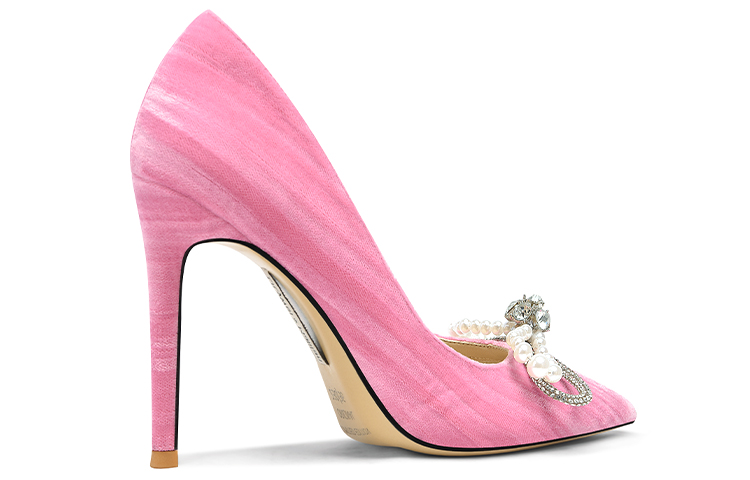 Order (W) Lily Wei Kasut Tumit Tinggi Slip-On 'Pita Kupu-kupu Merah Jambu dengan Manik' NN-159