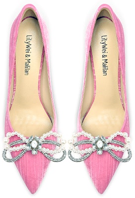 (Women) Lily Wei Slip-On High Heels 'Pink Butterfly Knot with Rhinestones' NN-159 Lookbook (Women) Lily Wei Slip-On High Heels 'Pink Butterfly Knot with Rhinestones' NN-159