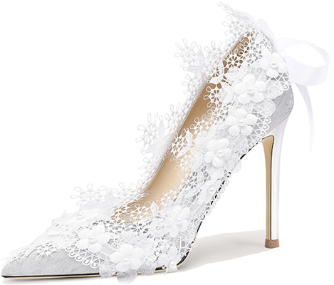 (Women) Lily Wei Slip-On High Heels 'Silver Floral Pearl' NN-121 Buy (Women) Lily Wei Slip-On High Heels 'Silver Floral Pearl' NN-121