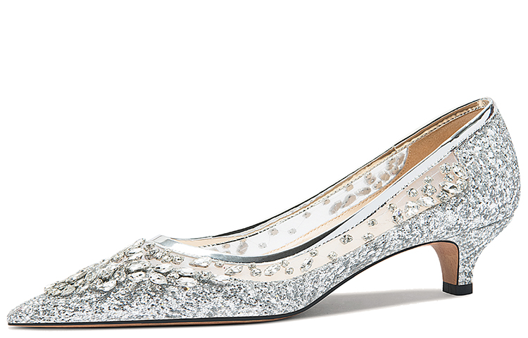 (Women) Lily Wei Slip-On Stiletto 3cm 'Silver Rhinestone' J-104-a
