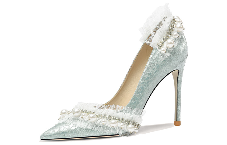 Buy (W) Lily Wei Stiletto 'Encaje Aguamarina y Perla' NN-224