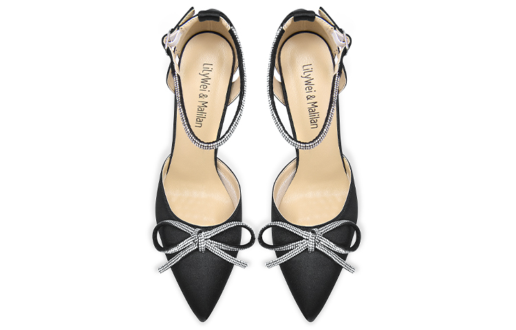 Shop (W) Lily Wei Stiletto 'Hitam Satin Hiasan Berlian' NN-169