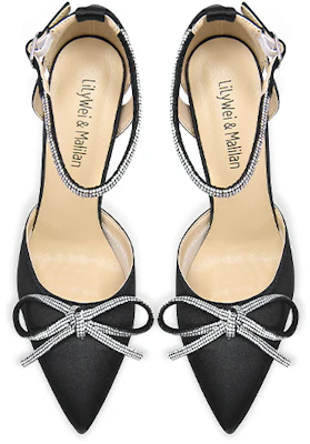 (W) Lily Wei Stiletto 'Hitam Satin Hiasan Berlian' NN-169 Shop (W) Lily Wei Stiletto 'Hitam Satin Hiasan Berlian' NN-169