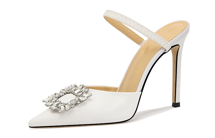 (Women) Lily Wei Stiletto 'Diamond Buckle White' L-061