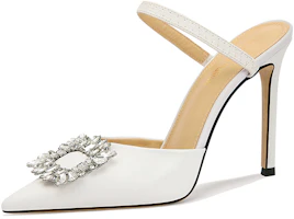 (Women) Lily Wei Stiletto 'Diamond Buckle White' L-061 (Women) Lily Wei Stiletto 'Diamond Buckle White' L-061