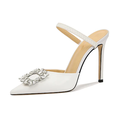 (W) Lily Wei Stiletto 'Diamond Buckle White'