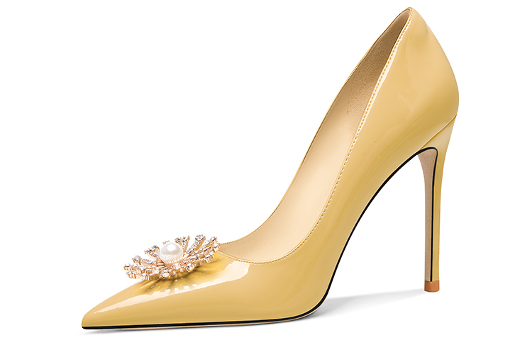 (Women) Lily Wei Stiletto 'Dopamine Fashion Patent Earth Yellow' NN-451
