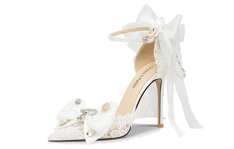(Women) Lily Wei Stiletto 'Floating Clouds and Butterfly Bow White' NN-374