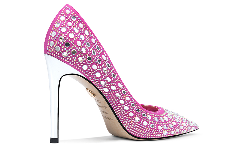 Order (W) Lily Wei Stiletto 'Elegansi Prancis Rhinestone Merah Muda' NN-453