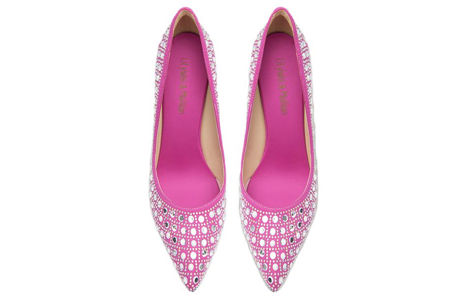 Lookbook (W) Lily Wei Stiletto 'Elegansi Prancis Rhinestone Merah Muda' NN-453
