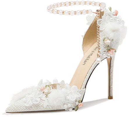 (Women) Lily Wei Stiletto 'Kikyo Flower Feather Pearl' NN-396 Buy (Women) Lily Wei Stiletto 'Kikyo Flower Feather Pearl' NN-396