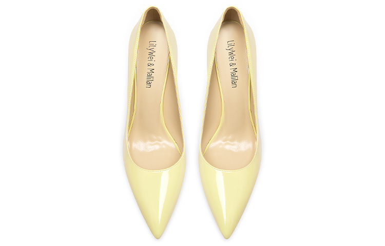 Lookbook Lily Wei 漆皮 休閒舒適 細跟 高跟鞋 10公分 女款 淺黃色