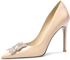 (Women) Lily Wei Stiletto 'Nude Patent Crystal Buckle' NN-229 (Women) Lily Wei Stiletto 'Nude Patent Crystal Buckle' NN-229