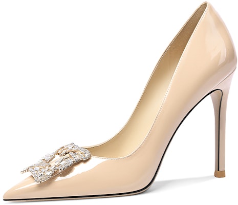 (Women) Lily Wei Stiletto 'Nude Patent Crystal Buckle' NN-229 Buy (Women) Lily Wei Stiletto 'Nude Patent Crystal Buckle' NN-229
