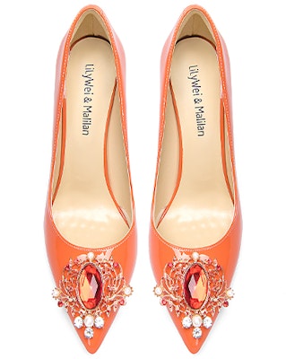 (Women) Lily Wei Stiletto 'Orange Patent Dopamine Comfort' NN-479 Lookbook (Women) Lily Wei Stiletto 'Orange Patent Dopamine Comfort' NN-479
