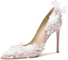 (Women) Lily Wei Stiletto 'Pink Pearl Floral' NN-226 (Women) Lily Wei Stiletto 'Pink Pearl Floral' NN-226