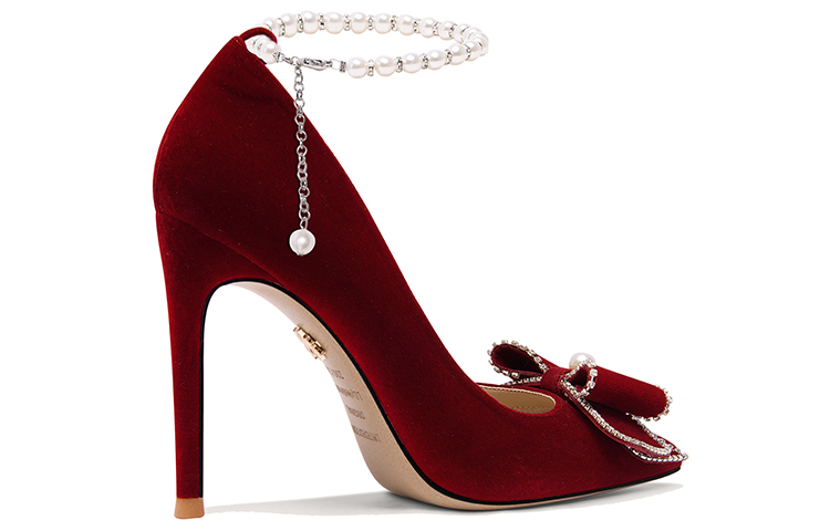 Order (W) 莉莉韦红色珍珠蝴蝶高跟鞋 NN-559