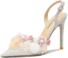 (Women) Lily Wei Stiletto 'Silver Floral Mountain' NN-383 (Women) Lily Wei Stiletto 'Silver Floral Mountain' NN-383