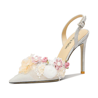 (W) Lily Wei Stiletto 'Silver Floral Mountain'