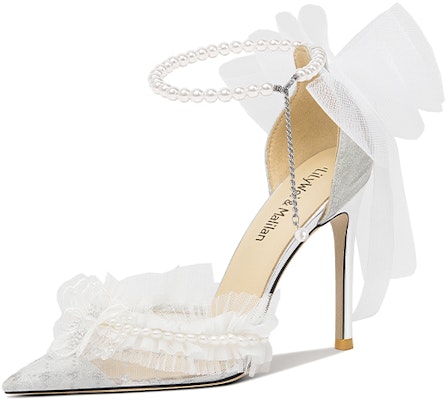 百合玫瑰品牌 海月明珠 網布 包頭舒適 細跟 高跟鞋 10cm 女款 銀色 Buy 百合玫瑰品牌 海月明珠 網布 包頭舒適 細跟 高跟鞋 10cm 女款 銀色