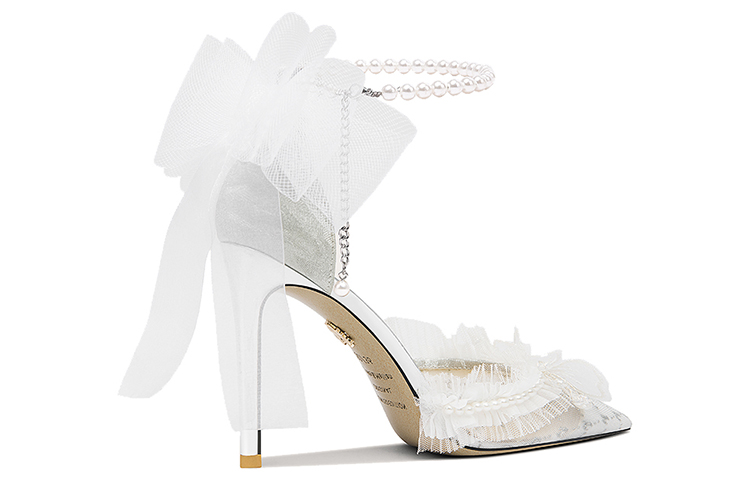 Order 百合玫瑰品牌 海月明珠 網布 包頭舒適 細跟 高跟鞋 10cm 女款 銀色