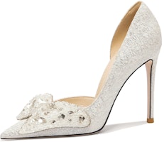 (Women) Lily Wei Stiletto 'White Sequin Bow' NN-546 (Women) Lily Wei Stiletto 'White Sequin Bow' NN-546