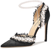 (Women) Lily Wei Stiletto Heels 'Black Pearl Floral' NN-246 (Women) Lily Wei Stiletto Heels 'Black Pearl Floral' NN-246