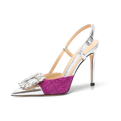 (W) Lily Wei Stiletto Heels 'Rose Red Buckle Fashion'