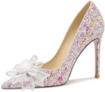 (Women) Lily Wei Stiletto Heels 'Sparkling Pink Gemstone Flower Bow' NN-552 Buy (Women) Lily Wei Stiletto Heels 'Sparkling Pink Gemstone Flower Bow' NN-552