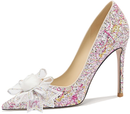 (Women) Lily Wei Stiletto Heels 'Sparkling Pink Gemstone Flower Bow' NN-552 Buy (Women) Lily Wei Stiletto Heels 'Sparkling Pink Gemstone Flower Bow' NN-552