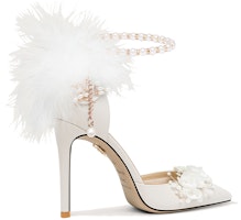 百合薇 白浅 超細纖維皮革 花朵婚鞋 氣質珍珠搭扣 細跟高跟鞋 10cm 女款 白色 Order 百合薇 白浅 超細纖維皮革 花朵婚鞋 氣質珍珠搭扣 細跟高跟鞋 10cm 女款 白色