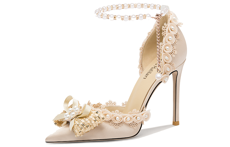 (W) Lily Wei Stiletto High Heels 'Champagne Cream Fairy'