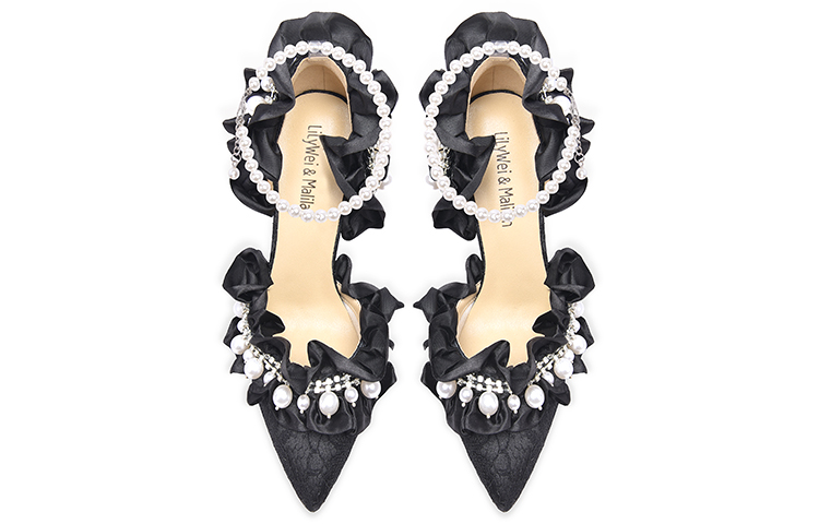 Lookbook (W) Lily Wei Tacones de Aguja 'Cinta de Perlas Negro' NN-248