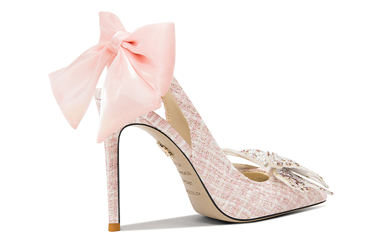 Order (W) 릴리 웨이 핑크 새틴 리본 힐 (Lily Wei 핑크 새틴 힐) NN-349