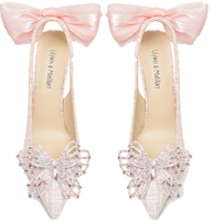 莉莉薇 落入凡間 織物 絲帶蝴蝶結水鑽 細跟 高跟鞋 6cm 女款 粉色 Lookbook 莉莉薇 落入凡間 織物 絲帶蝴蝶結水鑽 細跟 高跟鞋 6cm 女款 粉色