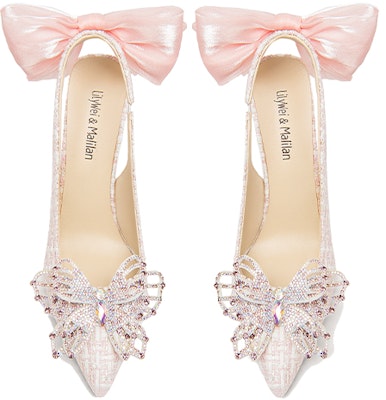 (Women) Lily Wei Stiletto High Heels 'Pink Satin Ribbon and Rhinestone Bow' NN-349 Lookbook (Women) Lily Wei Stiletto High Heels 'Pink Satin Ribbon and Rhinestone Bow' NN-349