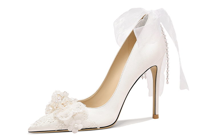 Buy (W) Sepatu Stiletto Lily Wei - Kenangan Putih Bersama Pita Dasi NN-189