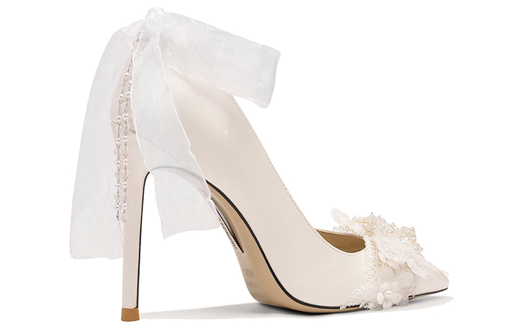 Order (W) Sepatu Stiletto Lily Wei - Kenangan Putih Bersama Pita Dasi NN-189