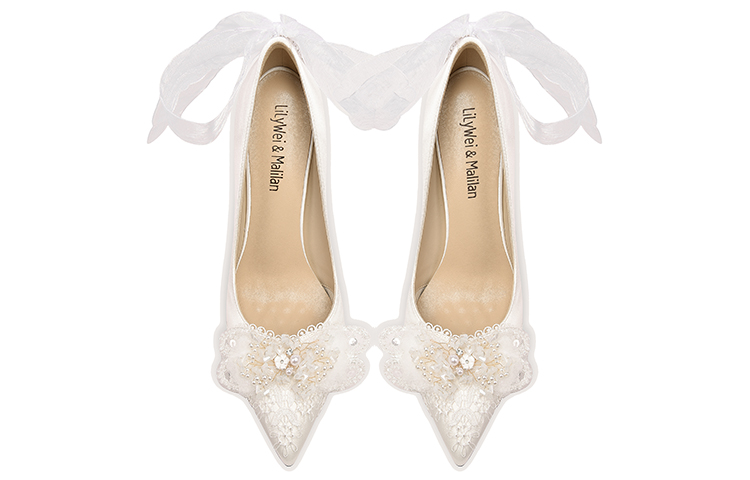 Lookbook (W) Sepatu Stiletto Lily Wei - Kenangan Putih Bersama Pita Dasi NN-189