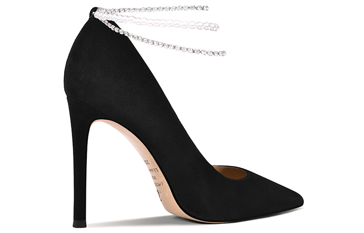 (W) Lily Wei Stiletto High Heels 'Removable Pearl Rhinestone Chain Black' 圖 2