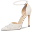 Buy (W) Sepatu Hak Tinggi Lily Wei 'Putih Jala dengan Mutiara Kristal' L-043