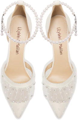 (W) Sepatu Hak Tinggi Lily Wei 'Putih Jala dengan Mutiara Kristal' L-043 Lookbook (W) Sepatu Hak Tinggi Lily Wei 'Putih Jala dengan Mutiara Kristal' L-043