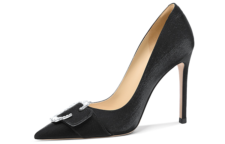 (Women) Lily Wei Stiletto Mules 'Black Crystal Buckle' NN-526