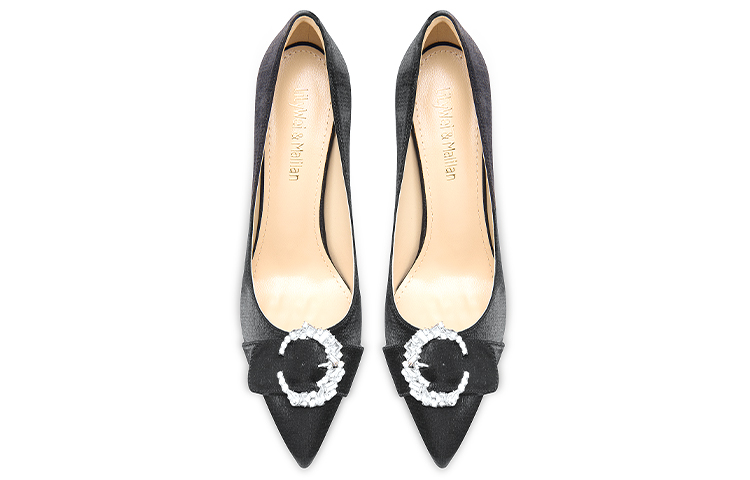 Lookbook (Women) Lily Wei Stiletto Mules 'Black Crystal Buckle' NN-526